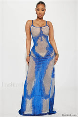 Printed Suspender Sexy Long Maxi Dress