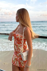 Printed Tube Top Hip Skirt Vacation Floral Dress