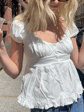 Puff Sleeve Buttoned Ruffle Blouse White / ONE SIZE Shirts