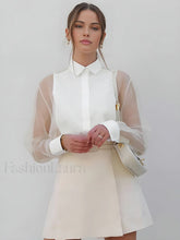 Puff Sleeve Graceful Organza Shirt White / XS Shirts