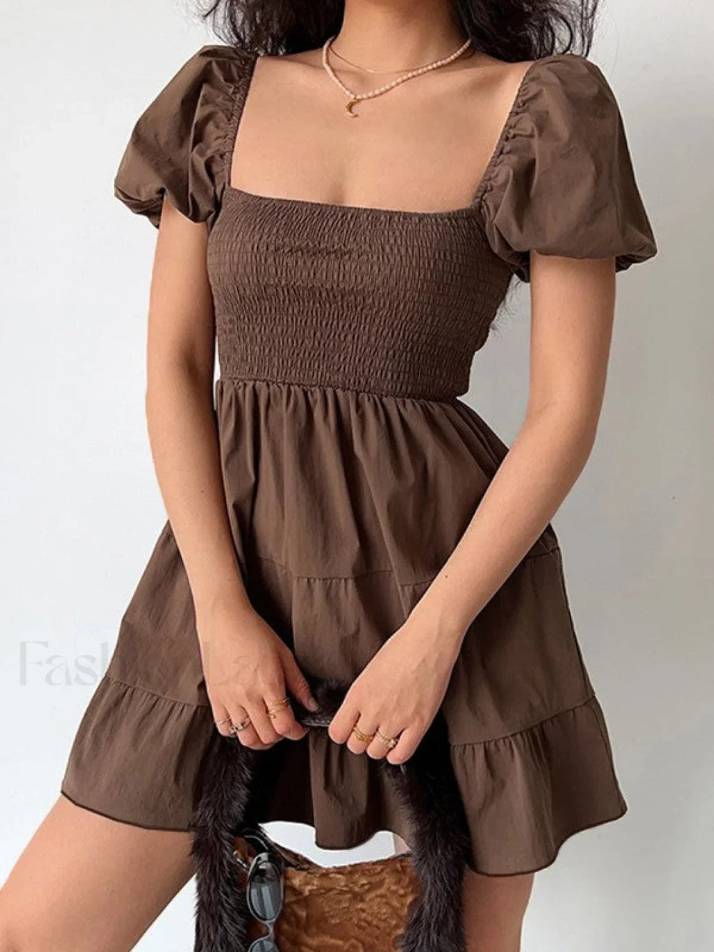 Puff Sleeve Smocked Mini Dress Mini Dresses