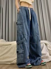 Punk Blue Wash Baggy Cargo Jeans Blue / M Cargo Jeans