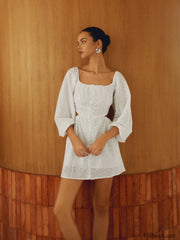 Pure Cotton Lantern Trendy Sleeve Short Dress Dresses