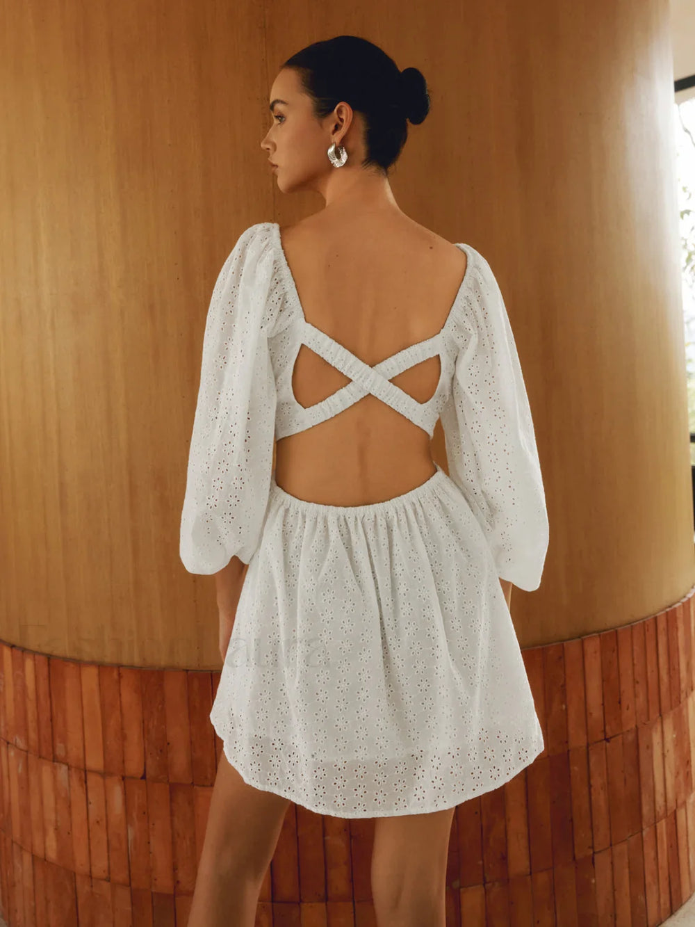 Pure Cotton Lantern Trendy Sleeve Short Dress Dresses