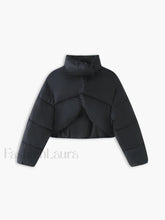 Quilted Puffer Mock Trendy Neck Crop Coat Black / S Winter Coats