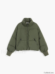 Quilted Puffer Stand Trendy Collar Crop Coat Winter Coats
