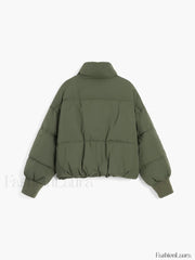 Quilted Puffer Stand Trendy Collar Crop Coat Winter Coats