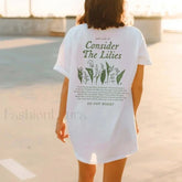 Religious Inspirational Bible Verse Back Print T Shirt WHITE / S