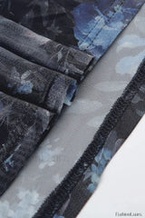 Retro Floral Strappy Backless High Split Pleated Maxi Dress