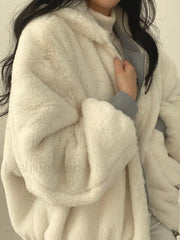 Reversible Oversize Fleece Hooded Jacket Jacket