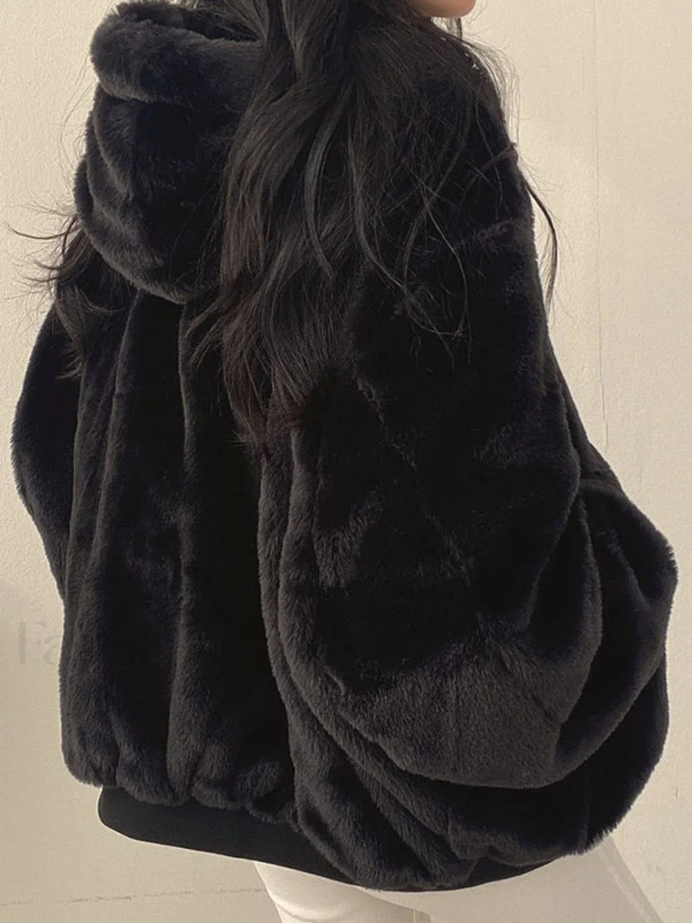 Reversible Oversize Fleece Hooded Jacket Jacket