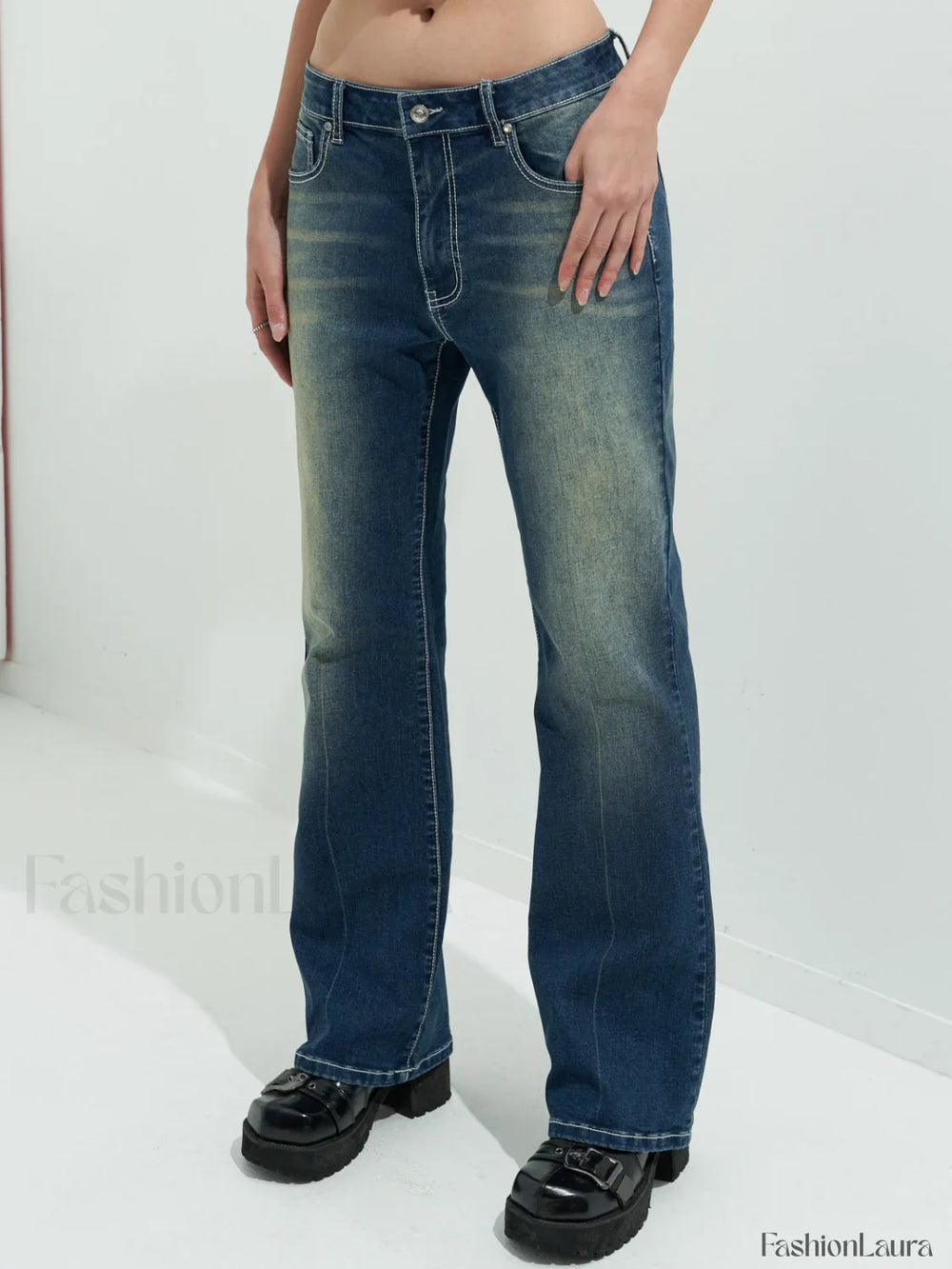 Rhinestone Chrome Hearts Flare Leg Jeans Flare Jeans