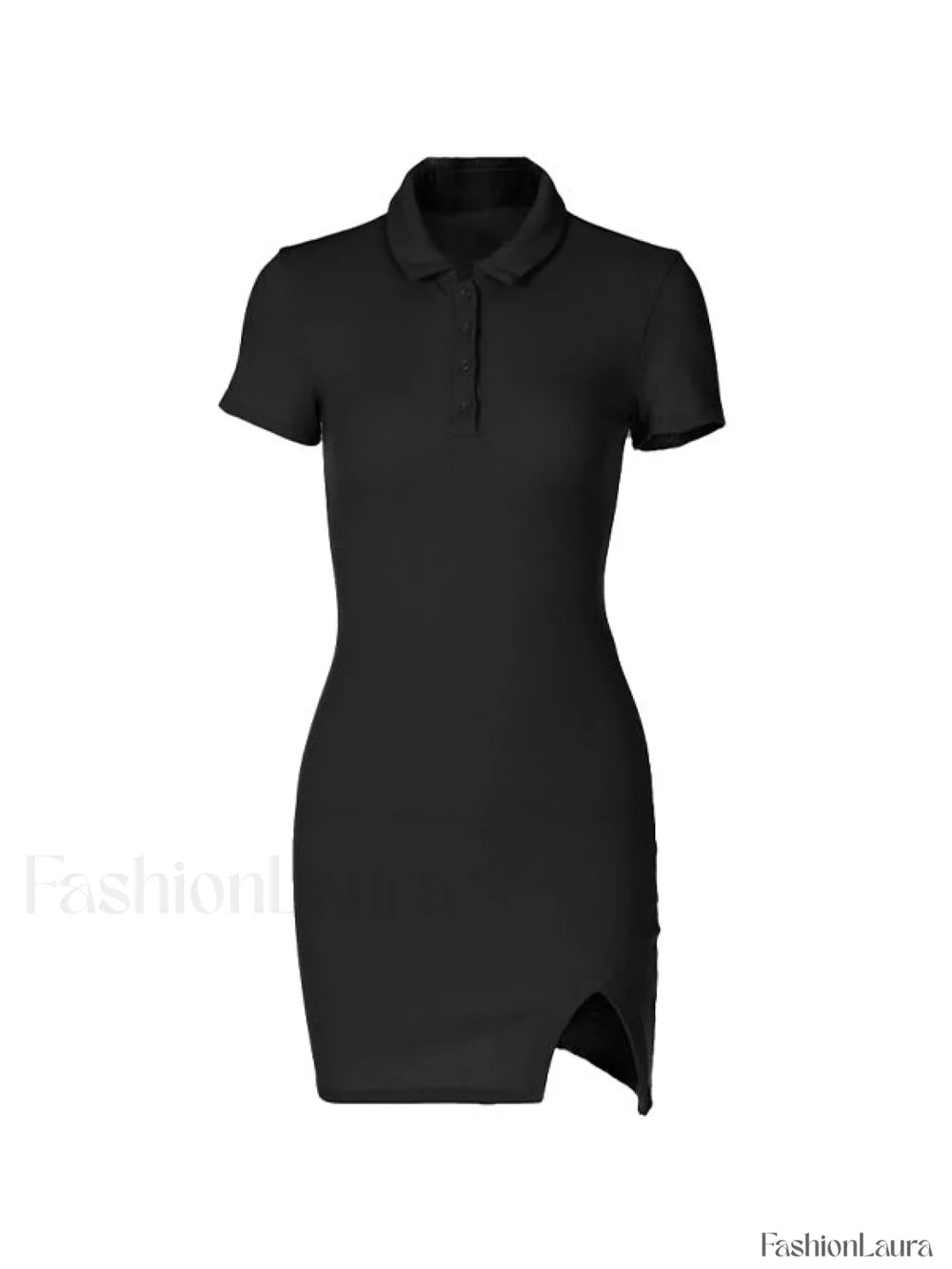 Ribbed Short Sleeve Slit Mini Dress Mini Dresses