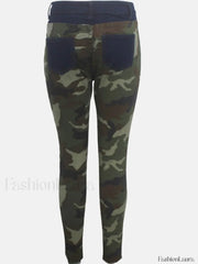 Ripped Camouflage Printed Jeans Jeans