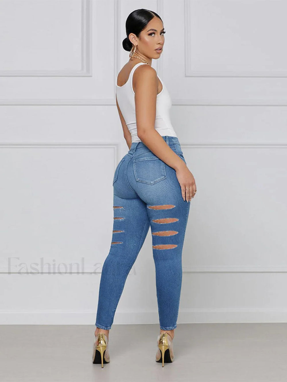 Ripped High Waist Skinny Jeans Jeans