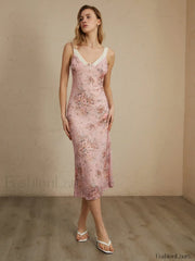 Romantic Floral Graceful Print Midi Dress Dresses