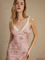 Romantic Floral Graceful Print Midi Dress Dresses