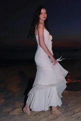 Rose Corsage Tie Back Mermaid Maxi Dress