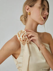 Rosette One Shoulder Trendy Off Tank Top Tank Tops & Camis