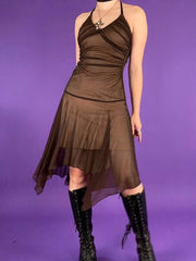 Ruched Asymmetric Halter Mini Dress Mini Dresses