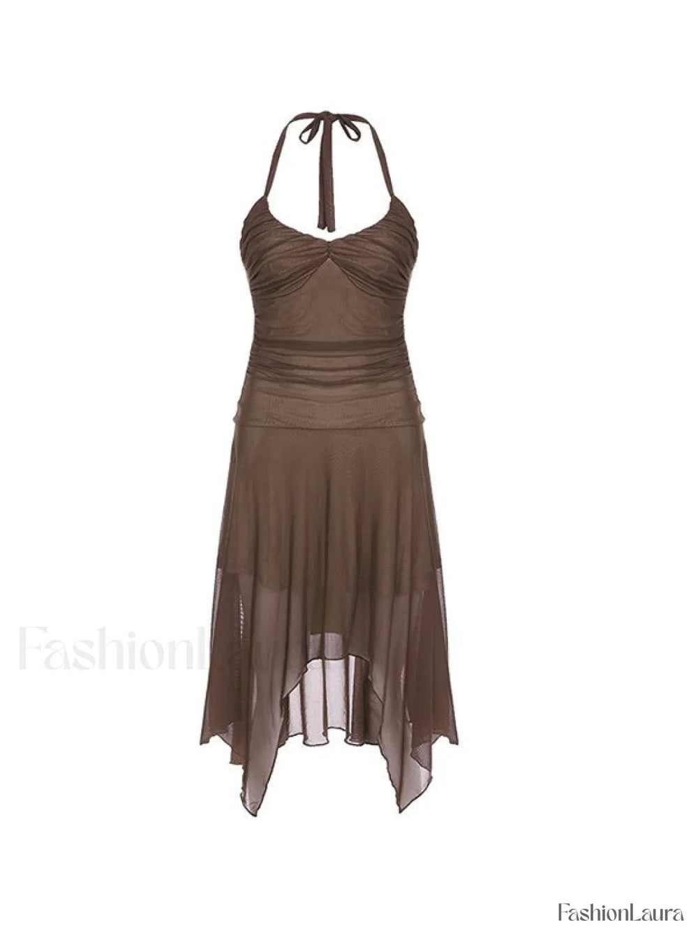 Ruched Asymmetric Halter Mini Dress Mini Dresses