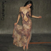 Ruched Asymmetric Print Maxi Dress