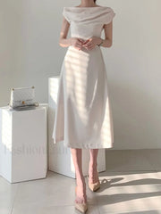 Ruched Boat Neck Party Midi Dress Midi Dresses