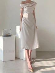 Ruched Boat Neck Party Midi Dress Midi Dresses