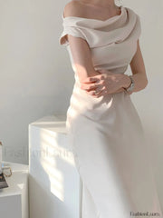 Ruched Boat Neck Party Midi Dress Midi Dresses