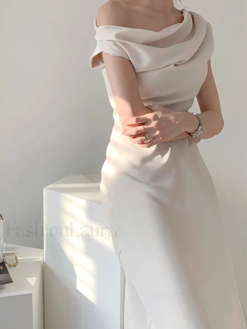 Ruched Boat Neck Party Midi Dress Midi Dresses