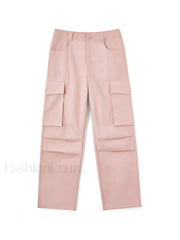 Ruched Pink Straight Leg Cargo Pants Cargo Pants