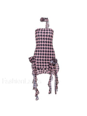 Ruffle Flower Embellish Bandeau Mini Dress Mini Dresses