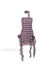 Ruffle Flower Embellish Bandeau Mini Dress Mini Dresses