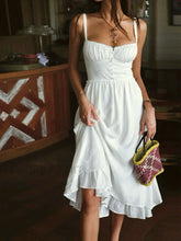 Ruffle Hem Cami Plain Midi Dress White / XS Dresses