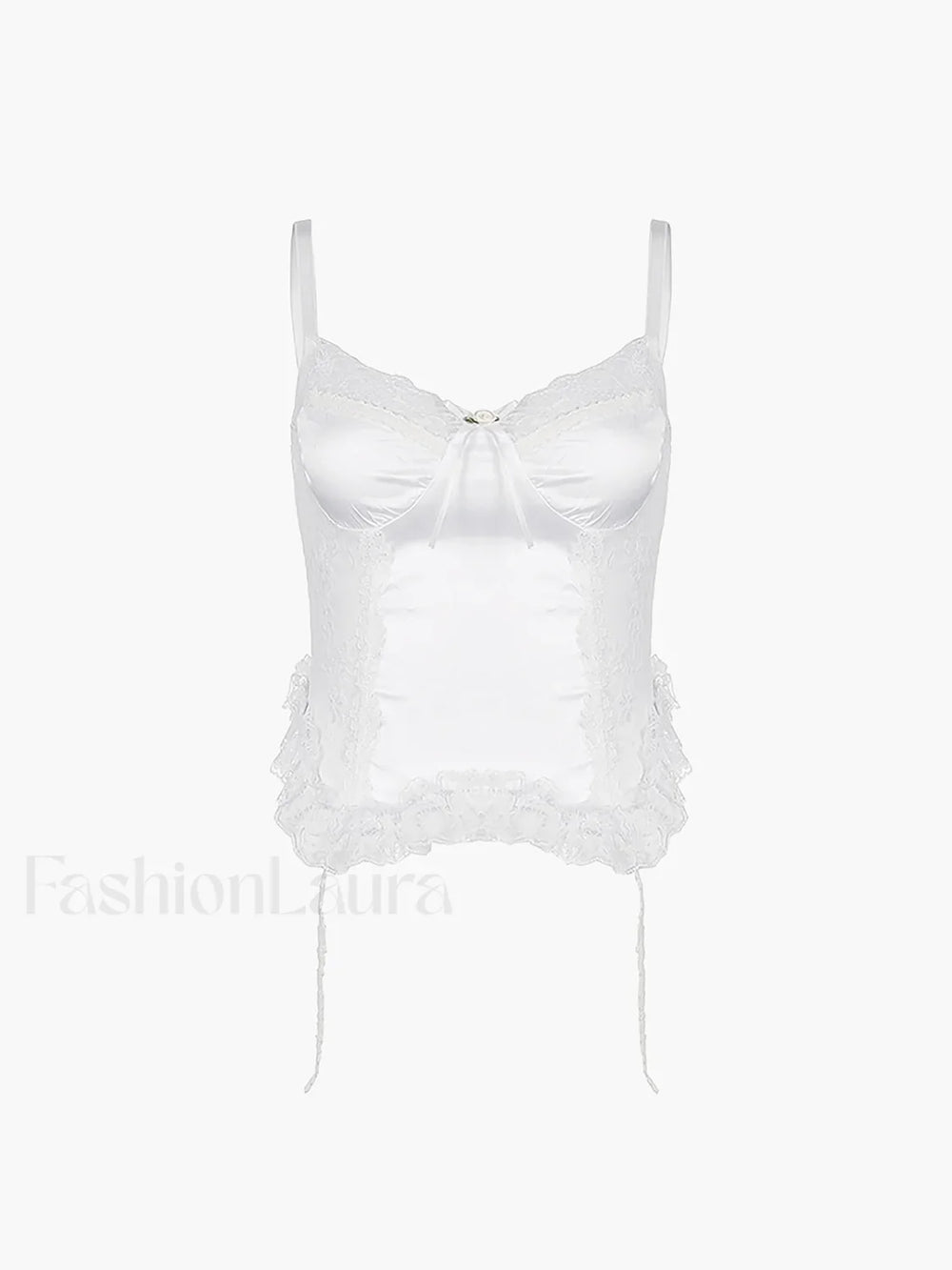 Ruffle Lace Graceful Patchwork Cami Top Tank Tops & Camis