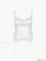 Ruffle Lace Graceful Patchwork Cami Top Tank Tops & Camis