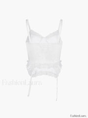 Ruffle Lace Graceful Patchwork Cami Top Tank Tops & Camis