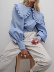 Ruffled Collar Graceful Long Sleeve Shirt Shirts