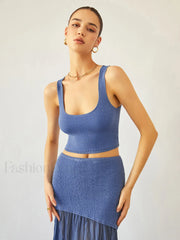 Sea Breeze Graceful Crop Knit Top Sweaters L