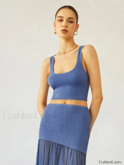 Sea Breeze Graceful Crop Knit Top Sweaters L