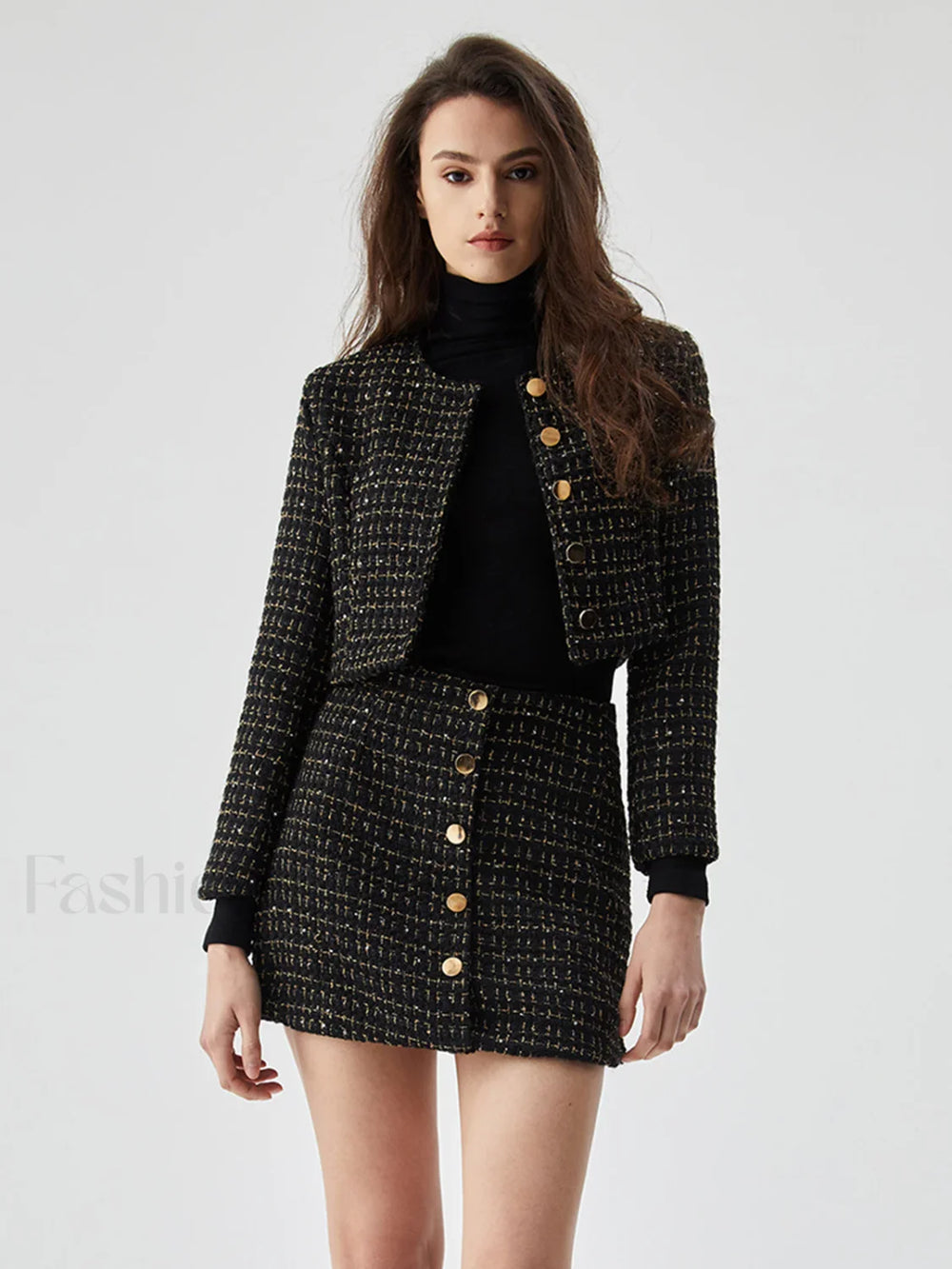 Sequined Button Graceful Short Blazer Blazers