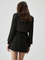 Sequined Button Graceful Short Blazer Blazers