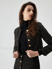 Sequined Button Graceful Short Blazer Blazers