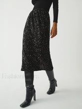Sequined Charming Midi Skirt Black / S Skirts