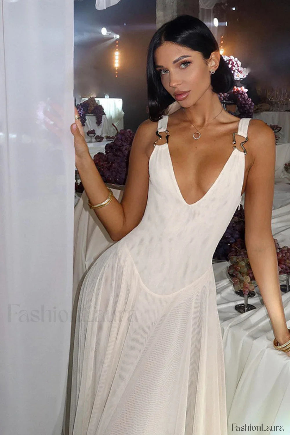 Sexy Mesh Bodycon Vacation Maxi Dress