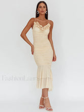 Sexy Rose V Neck Floral Dress APRICOT / S