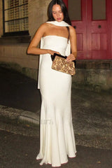 Sexy Strapless Mermaid Maxi Dress White / S