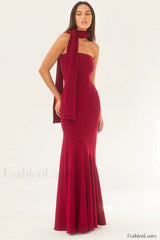 Sexy Strapless Mermaid Maxi Dress Wine Red / S