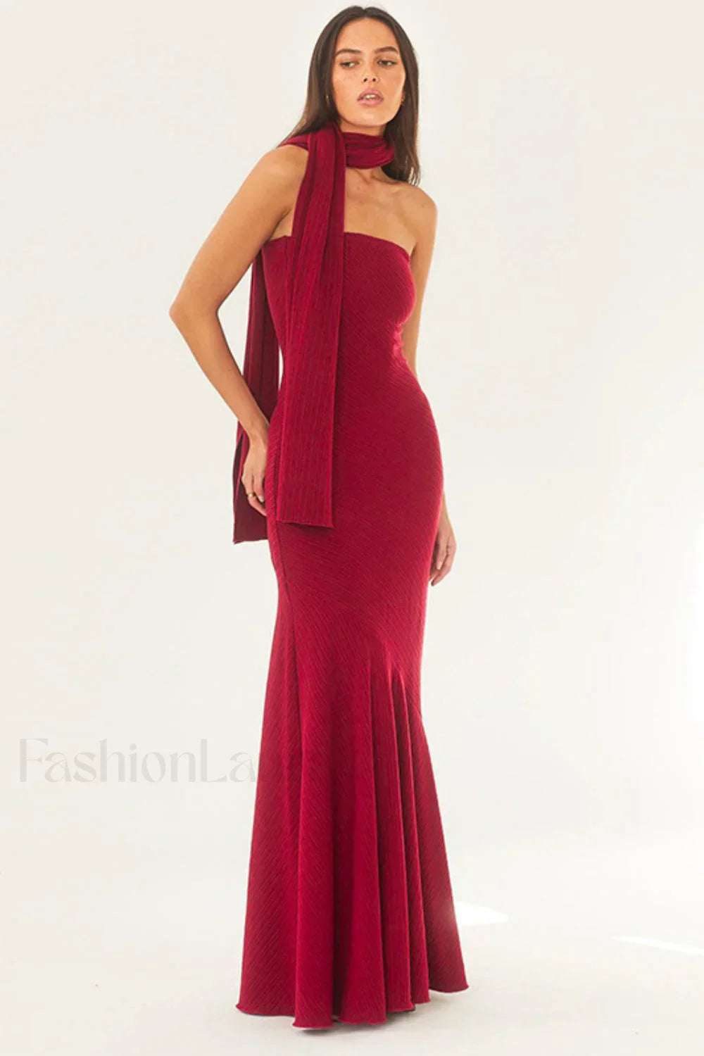 Sexy Strapless Mermaid Maxi Dress Wine Red / S