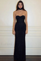 Sexy Strapless Sequin Maxi Dress